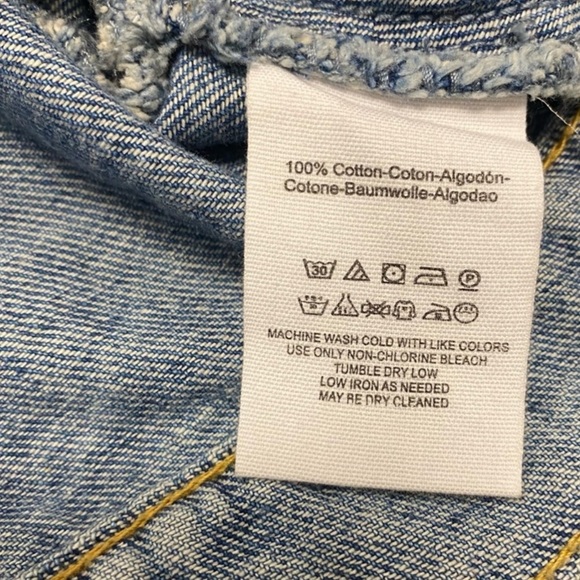 Free People S Bedford Medium Wash Distressed Cropped Denim Jacket 100% Cotton - Picture 7 of 7